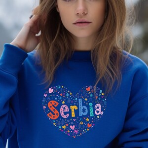 Serbia Heart Love Graphic Pullover - Unisex Heavy Blend™ Crewneck Sweatshirt - Gift for Serbian - Eco Friendly Pullover Clothing