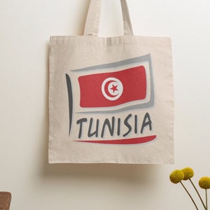 TUNISIA Flag Cotton Canvas 15 x 16 Inch Tote Bag Tunisian Country Pride Heritage Ancestry Family Roots Shopping Bag Book Bag