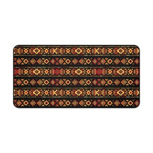 African Tribal Pattern 3 mm Thick Neoprene Desk Mat 3 SIZES Office Accessory Gift Laptop Mat Gaming Desk Mat Mousepad Black History Month 15.5" × 31"