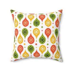 Nordic Festive Winter Holiday Pattern, Spun Polyester Square Pillow + Cover, Scandinavian Home Decor Gift