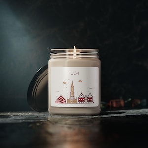 ULM GERMANY - City Skyline - Vegan Scented or Unscented Soy Candle - 9oz Glass Jar - 9 Scents - German Travel - Eco Friendly
