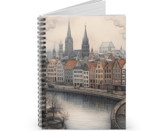 HAMBURG GERMANY City Skyline German Travel Diary 6 x 8 Inches Spiral Notebook 118 Ruled Line Pages Dream Journal