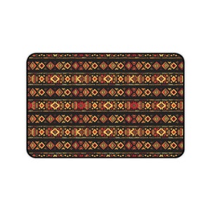 African Tribal Pattern 3 mm Thick Neoprene Desk Mat 3 SIZES Office Accessory Gift Laptop Mat Gaming Desk Mat Mousepad Black History Month 12" × 18"