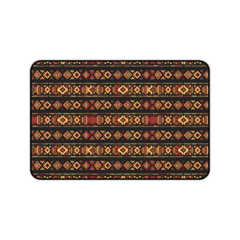 African Tribal Pattern 3 mm Thick Neoprene Desk Mat 3 SIZES Office Accessory Gift Laptop Mat Gaming Desk Mat Mousepad Black History Month 12" × 18"