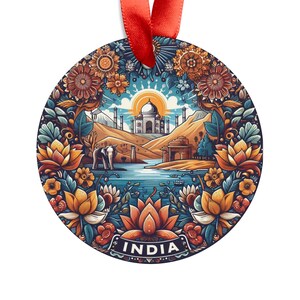 INDIA Landscape View, Indian Travel Round Acrylic Ornament, Personalized Gift, Christmas Tree Ornament, Holiday Decoration