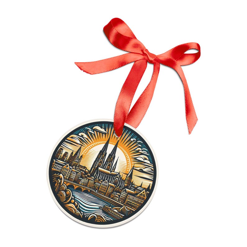 COLOGNE GERMANY City Skyline, Round Acrylic Ornament, German Travel