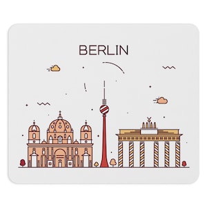 BERLIN GERMANY City Skyline German Travel Round or Rectangle Mouse Pad Tech Accessory Laptop Computer Mousepad Office Gift Techie Gift
