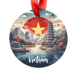 VIETNAM Landscape, Vietnamese Travel Round Acrylic Ornament, Personalized Gift, Custom Christmas Tree Ornament