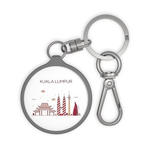 KUALA LUMPUR MALAYSIA City Skyline Malaysian Travel Round Acrylic Metal Keyring Tag Baggage Luggage Tag Keychain Charm Travel Accessory Gift