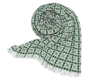 Green White Celtic Pattern 27 Inch x 73 Inch Long Lightweight Transparent Scarf St Patricks Day Irish Women's Accessory Fashion