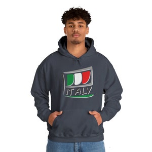 Sweat à Capuche Italie - Drapeau Italien Et Blason - Cadeau Pour Fans De L'Italie