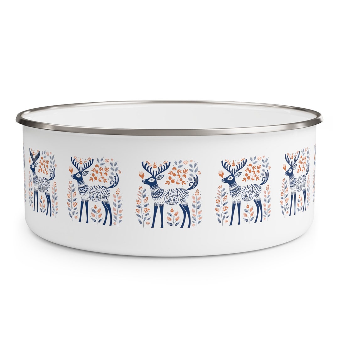 Stainless Steel Enamel Bowl With Plastic Lid 20 Oz 30 Oz 40 Oz Kitchen