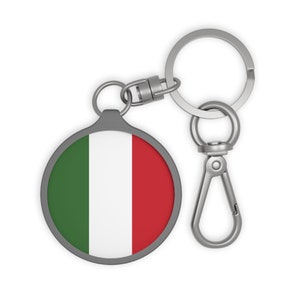 ITALY Italian Flag Heritage Ancestry Round Acrylic Metal Keyring Tag Baggage Luggage Tag Keychain Zipper Charm Travel Accessory Bag Tag Gift