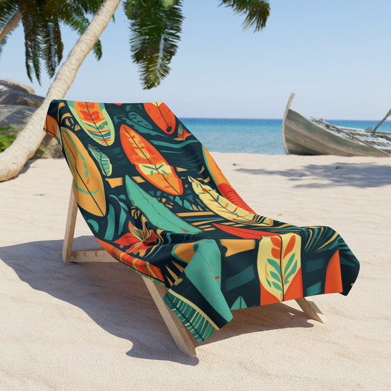 HAWAII Bunte Vintage Hawaii Surf Boards Grafikmuster Strandtuch Polyester Baumwolle Loop Backing Heavyweight Handtuch ZWEI GRÖSSEN