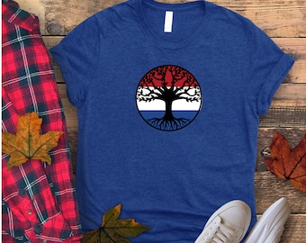 NETHERLANDS Holland Flag Family Tree Roots Dutch Heritage Ancestry Pride Unisex Jersey Short Sleeve Graphic Tee T-Shirt