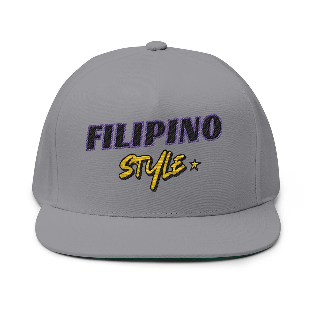 Filipino Style - Embroidered Flat Bill Cap- Trendy Unisex Hat for ...