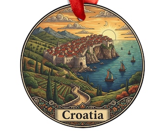 Croacia - Adorno acrílico redondo - Decoración navideña personalizada - Adorno para árbol de Navidad - Recuerdo de viaje de Croacia