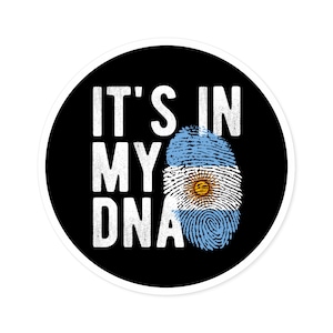 ARGENTINA DNA Flag Heritage Ancestry Round Water Resistant Vinyl Sticker Indoor Outdoor Car Decal Laptop Sticker Water Bottle Sticker