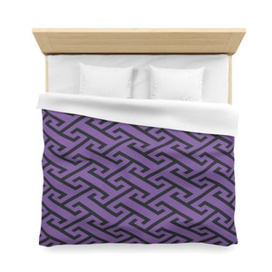 Microfiber Duvet Cover Light Purple Black Geometric Japanese Inspired Pattern Japan Ethnic Boho Home Decor Twin Queen King Bed Sizes Bedding