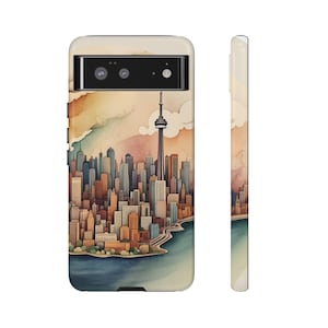 Toronto Canada City Skyline Google Pixel Tough Case Mobile Phone Protective Polycarbonate Cover Matte or Glossy Finish