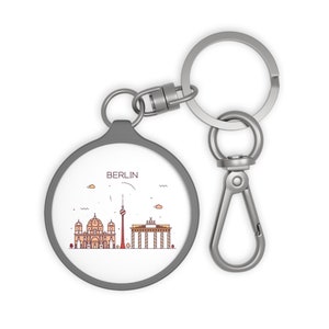 BERLIN GERMANY City Skyline German Travel Round Acrylic Metal Keyring Tag Baggage Tag Keychain Zipper Charm Travel Accessory Gift