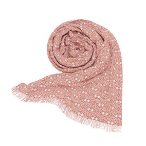 Pink Scandinavian Inspired Pattern 27 Inch x 73 Inch Long Lightweight Transparent Scarf Boho Style Women&#39;s Accessory Fashion