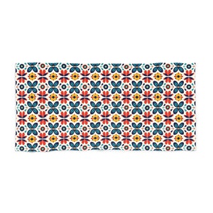 Toalla de playa con estampado floral mexicano colorido inspirado en México, toalla de poliéster y algodón con respaldo de bucle, toalla pesada de DOS TAMAÑOS imagen 4