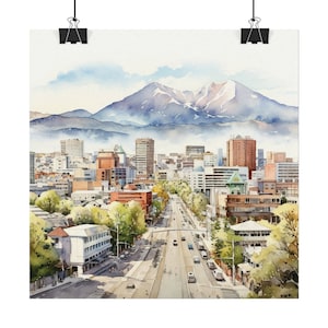 SAPPORO JAPAN City View Textured Watercolor Matte Poster Square Wall Art 4 Sizes JapaneseTravel Art Print Wall Decor