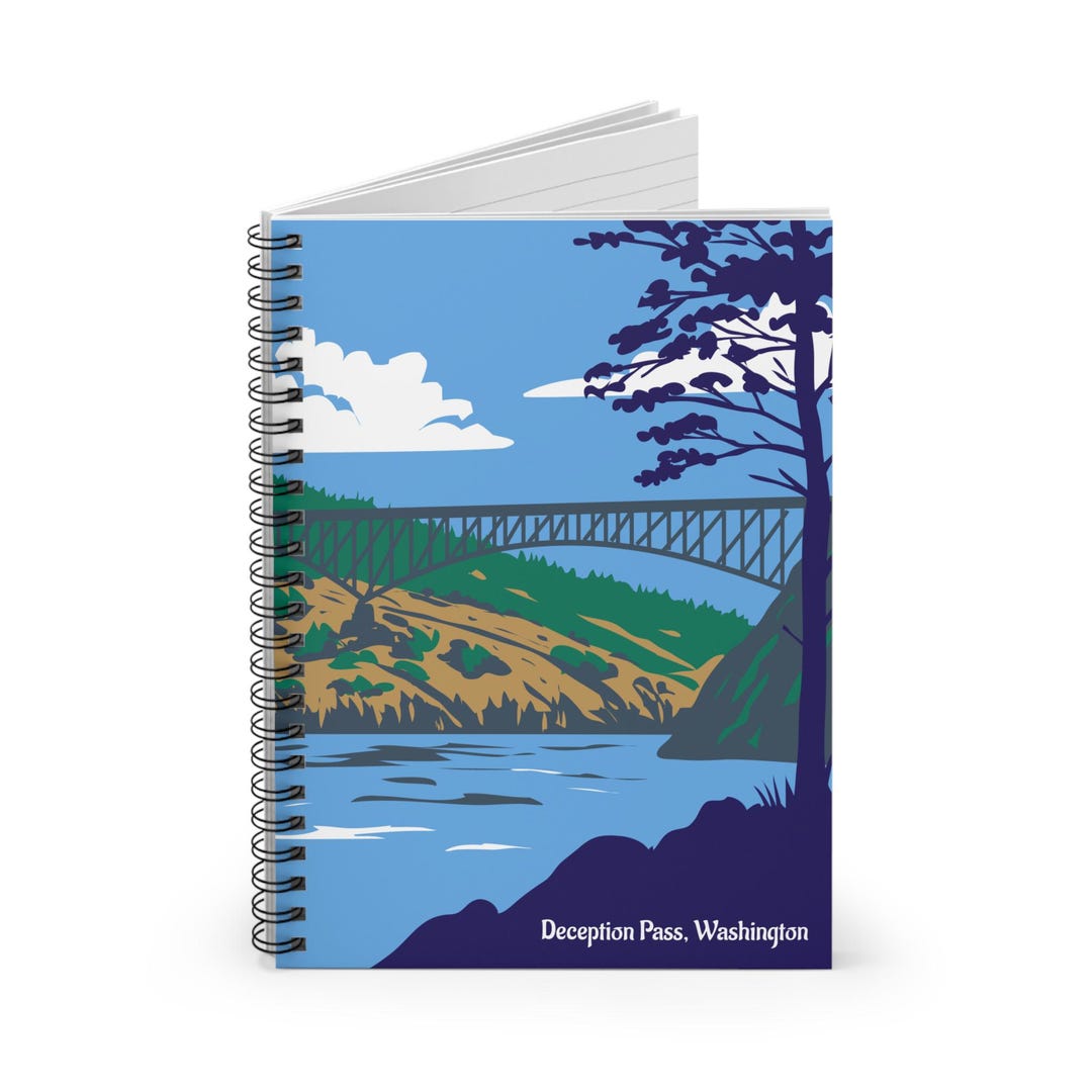 Deception Pass Bridge - Ruled Line Spiral Notebook - Washington Travel ...