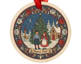 Joyeux Noel - Adorno acrílico redondo personalizado - Navidad francesa - Decoración navideña - Regalo de Francia