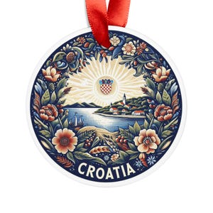 CROATIA Landscape View, Croatian Travel Round Acrylic Ornament, Personalized Gift, Christmas Tree Ornament, Holiday Decoration