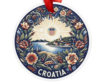 Vista panorámica de CROACIA, adorno acrílico redondo de viaje a Croacia, regalo personalizado, adorno para árbol de Navidad, decoración navideña