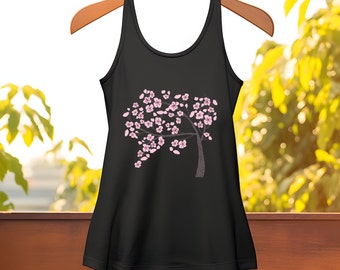 Women's Ideal Racerback Tank Top Sakura Cherry Blossom Tree Japanese Graphic Japan Floral Art