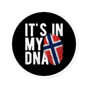 NORWAY DNA Norwegian Heritage Ancestry Round Water Resistant Vinyl Sticker Indoor Outdoor Car Decal Laptop Sticker Water Bottle Sticker