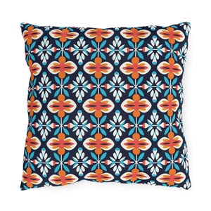 Mexico Inspired Square Outdoor Pillow, Mexican Floral Pattern, UV Ray Water Resistant Porch Pillow, Patio Cushion, Backyard Home Decor