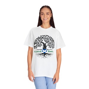 スコットランドのルーツ 家系図 スコットランドの旗 祖先 遺産 国の誇り コットン ユニセックス ガーメントダイ Tシャツ グラフィック Tシャツ さまざまな色 White