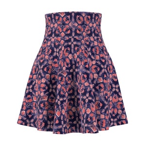 Purple and Pink India Inspired Pattern Polyester Spandex Women&#39;s Skater Skirt Ethnic Fashion Boho Clothing