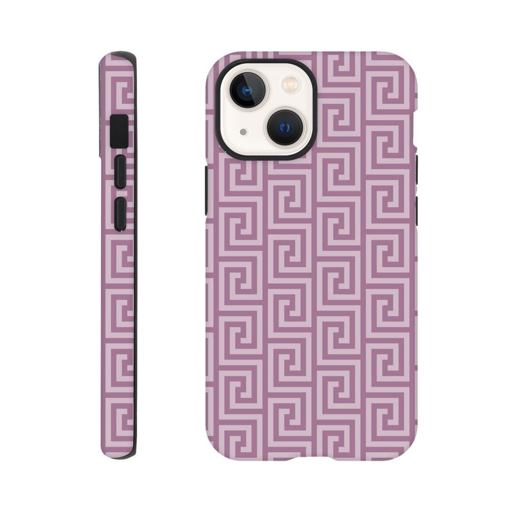 Tkey Phone Case Purple Greek Key Pattern Cell Phone Tough Case iPhone Samsung Galaxy ...
