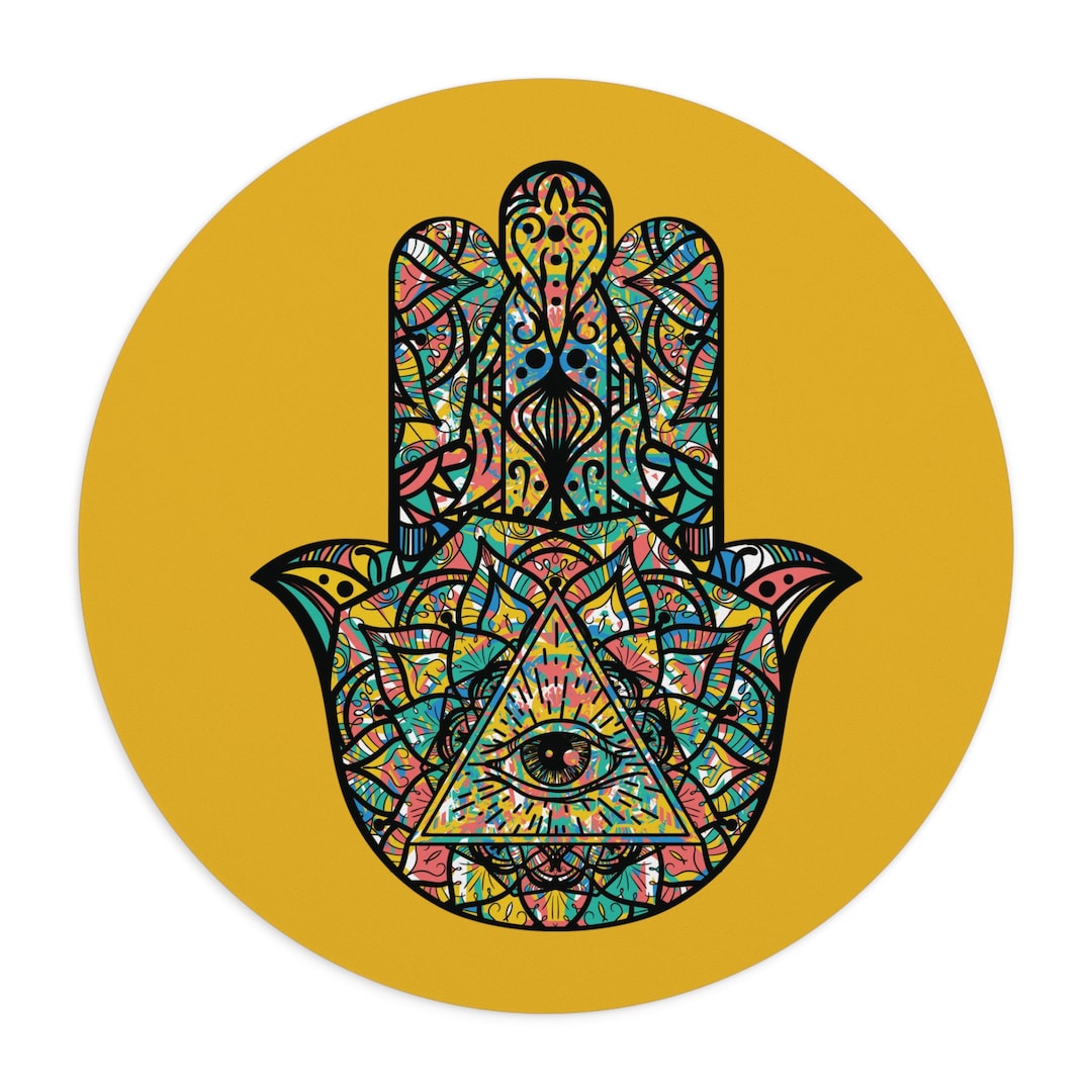 HAMSA Hand Evil Eye Protection Symbol Middle Eastern Ethnic Round Mouse ...