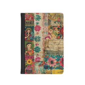 Mexikanisches Vintage-Volkskunst-Muster. Reisepass-Geldbörse aus Kunstleder, RFID-blockierende Reisepasshülle, internationales Reisezubehör, Mexiko-Geschenk