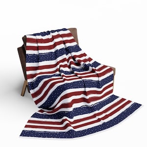 American Flag Pattern Cozy Arctic Fleece Blanket Couch Throw 3 Sizes Bedding Blanket USA Patriotic Home Decor 4th of July Gift