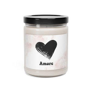 AMORE Italian Love Groovy Grunge Heart Vegan Scented or Unscented Soy Candle 9oz Glass Jar 9 Scents Travel Eco Friendly Home Decor Gift
