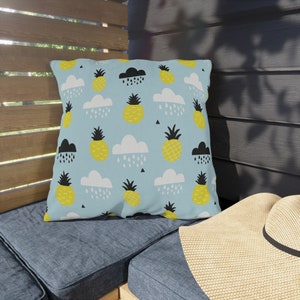 Outdoor Pillow Cute Pineapple Rain Cloud Pattern UV Ray Water Resistant Porch Pillow Patio Cushion Backyard Whimsical Home Decor Gift