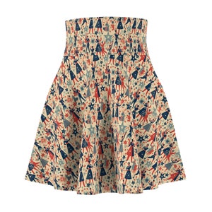 American Patriotic Vintage Pattern Polyester Spandex Women&#39;s Skater Skirt Modern Scandinavian Inspired Pattern 4th of July Fashion