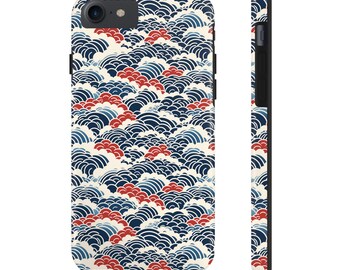 Japanese Floral Wave Pattern Tough Phone Cases iPhone 7 8 X