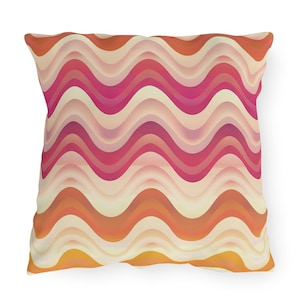 Kissen für den Außenbereich Rosa und Orange gewelltes Chevron-Muster UV-Strahlen wasserdicht Kissen Kissen Boho Terrasse Kissen Hinterhof Wohnkultur Geschenk