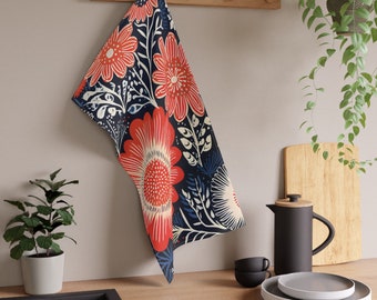 Fleurs de style nordique 18 x 30 pouces torchon de cuisine sergé de coton serviette en polyester floral scandinave décoration d'intérieur cadeau de pendaison de crémaillère