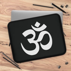 OM Sanskrit Symbol Neoprene Padded iPad Tablet Laptop Sleeve Water Resistant Dual Zipper Enclosure 5 Sizes Travel Tech Accessory Gift