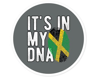 JAMAICA DNA Jamaican Heritage Ancestry Round Water Resistant Vinyl Sticker Indoor Outdoor Car Decal Laptop Sticker Water Bottle Sticker