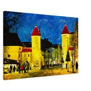 TALLINN ESTONIA City View Art 0.75&quot; Slim Stretched Canvas Print Wall Decor Estonian Travel Art 5 Sizes Eco Friendly Wall Art